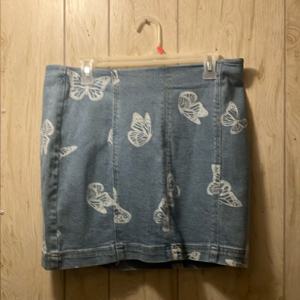 Tinseltown Denim Skirt with Butterflies on fabric 🦋